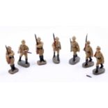A collection of seven various Lineol/Elastolin WWII German military figures, standing in various