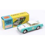 Corgi Toys No. 309 Aston Martin D.B.4. Competition Model, white/turquoise body, silver trim,