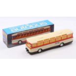 Gama Zavod, large scale plastic and friction drive bus, cream and red example with Gama livery,