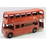 Triang large scale pressed steel model of a London Transport double-decker bus finished in red