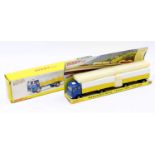 Dinky Toys No. 917 Mercedes-Benz Truck and Trailer in blue/yellow and white, comes complete with