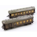 Two No.2 Hornby Special Pullman coaches, brown & cream with grey roofs: 1935-41 Verona, composite,