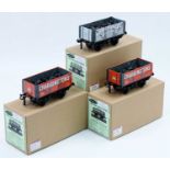 ETS/Raylo 0 gauge wagon group, 3 examples to include Charringtons 7-Plank No.257 and No.821 coal