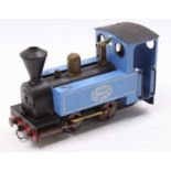 A Mamod live steam 0-4-0 spirit fired locomotive, rare example, finished in light blue, model is