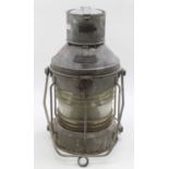 An original mid 20th century steel 360° ship's lantern by Meteorite, fitted with brass ID badge to