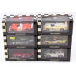 6 boxed Minichamps 1/43rd scale racing cars, with examples including a Porsche 956K 1983 as driven