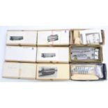 One tray containing nine various boxed Pirate models 4mm scale public transport kits to include a