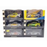 6 boxed Minichamps 1/43rd scale racing cars, with examples including an Opel V8 Coupe DTM 2001 'Team