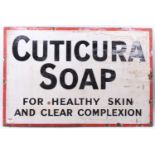 An original early 20th century Cuticura Soap enamel sign to read ""Cuticura Soap for Healthy Skin an