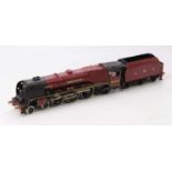 0 Gauge scratchbuilt model of a 2-rail Duchess of Buccleuch Locomotive and tender, LMS Maroon and