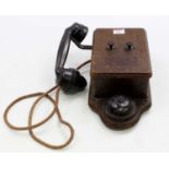 A London and North Eastern Railway No. 724 oak cased boxed box telephone, stamped LNER to front,