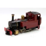 A Roundhouse Models gas powered 45mm gauge 1 scale locomotive, finished in maroon, with hinged