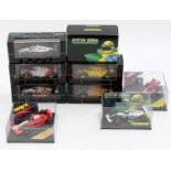 Minichamps, Onyx, and Quartzo 1/43rd scale Formula 1 & Indy Car group of 8, with examples
