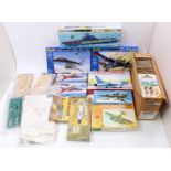 A collection of mixed plastic kits, with examples including a Revell 1/72nd scale Messerschmitt P