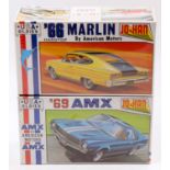 Jo-Han 1.25 scale, C3666 1966 Rambler Marlin & GC2500 1969 American S/C Rambler 2dr 390. Early