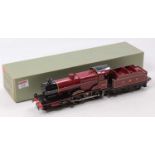 Hornby 0 Gauge repainted red, LMS E220 20v AC compound locomotive and tender, No.1185, housed in a