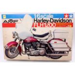 A Tamiya 1/6th scale Harley Davidson FLH 1200 Motorcycle model kit, set appears to be complete, with