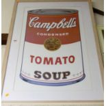 After Andy Warhol - Campbells Tomato Soup, framed poster print, 92x58cm