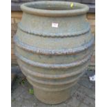 A large contemporary stoneware planter in the Chinese taste, of shouldered slightly baluster form,