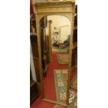 A circa 1900 later gilded arched marginal wall mirror, with acanthus leaf outer detail, 172 x 52.5cm