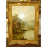 Charles Leader - North country mountain loch scene, oil on canvas, signed lower right, 60x39cm