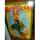 A modern printed metal wall sign for Mermaid Brand Spiced Rum, 70 x 50cm