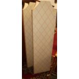 A floral paper-clad and fabric trimmed fourfold dressing screen, each panel w.49.5cm