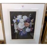 H. Worsley - August flowers, watercolour, signed lower right, 45 x 37cm, with exhibition label verso