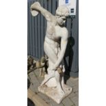 A life size reconstituted stone model of the discus thrower, after the antique (missing thumb to