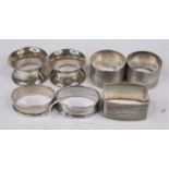 Seven various silver napkin rings, 3.9ozt