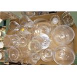 Sundry glassware to include over-size novelty drinking glasses, pedestal wine glasses etc