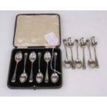 A cased set of six George V silver teaspoons in the Old English pattern, Barker Brothers Ltd.,