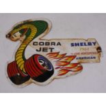 A Shelby Racing enamel advertising sign, inscribed 'Cobra Jet 1962 American "I love horsepower",