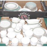 Two boxes of mixed ceramics to include a Royal Doulton Rondelay pattern part dinner service