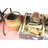 A collection of metalware, to include a Victorian copper range kettle, bugle etc