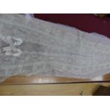 An early 20th century silk and lace train for a wedding dress A small tear and another similar sized