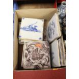 A collection of 18th century and later Delft tiles