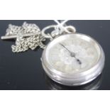 A late Victorian silver cased open face pocket watch, having keyless chain-driven fusse movement,