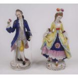 A pair of 19th century porcelain figures, each height 20cm