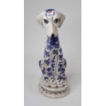 An Italian blue and white pottery model of a dog, h.49cm