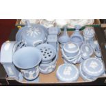 A collection of Wedgwood Blue Jasper wares