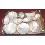 A collection of mother of pearl table wares