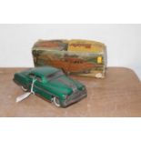 A vintage Minster Deluxe tin plated model car, boxed, 23cm