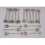 A set of five continental silver teaspoons, each stamped 800; together with a set of twelve