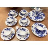 A Royal Worcester Blue Dragon pattern seven-place tea service