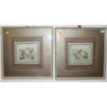 A pair of Chinese silks, each 25x26cm, framed