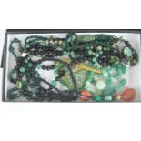 Assorted hardstone necklaces to include beaded jadeite examples