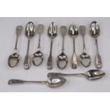 A matched set of six 19th century Scottish silver teaspoons, various dates and makers; together with