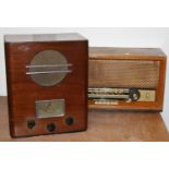 A 1950's Invicta model 40 walnut cased radio, w.63.5cm, together with an Art Deco Ultra model 103