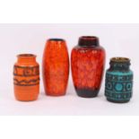 A collection of four West German studio pottery vases, the largest h.21cm